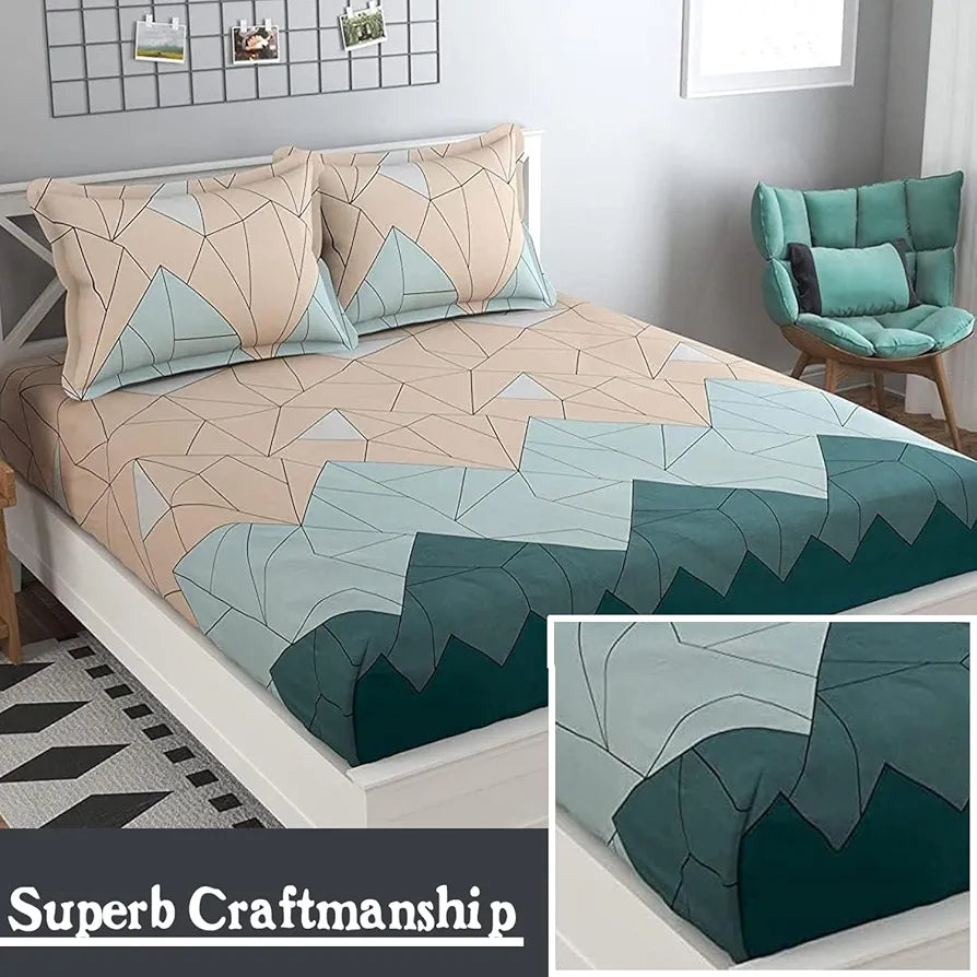 Fresh From Loom King Size Microfiber Bedsheet Set - Printed, Hypoallergenic, Wrinkle Free with 2 Pillow Covers 144 TC