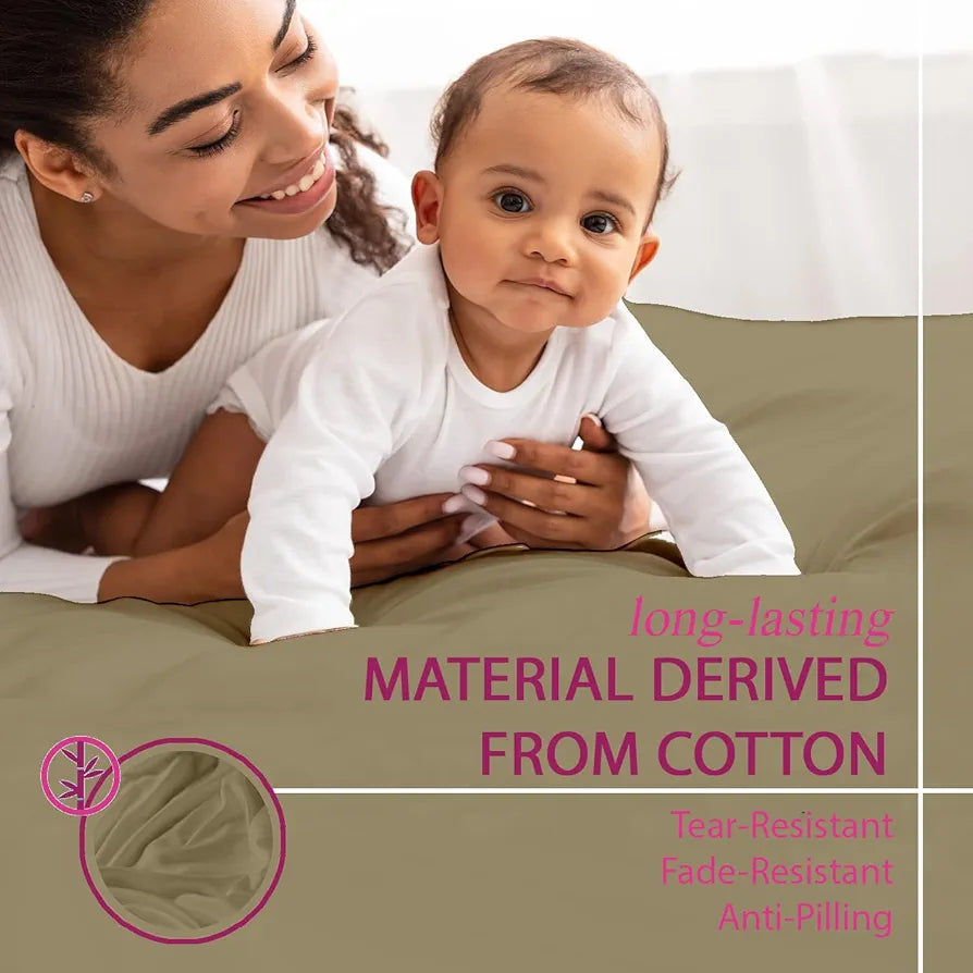 Trance Home Linen Premium 300 TC Pure 100% Cotton Queen Fitted Bedsheet with 2 Pillow Covers 