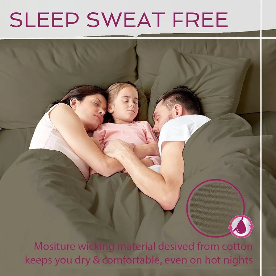 Trance Home Linen Premium 300 TC Pure 100% Cotton King Fitted Bedsheet with 2 Pillow Solid Covers , Grey