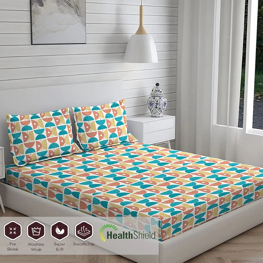 Layers Duracount Bedsheet Set for All Seasons - Lightweight, Moisture Absorbent, Machine Washable & Easy to Care - Gift for Housewarming & More - 225 CVC - King Size 