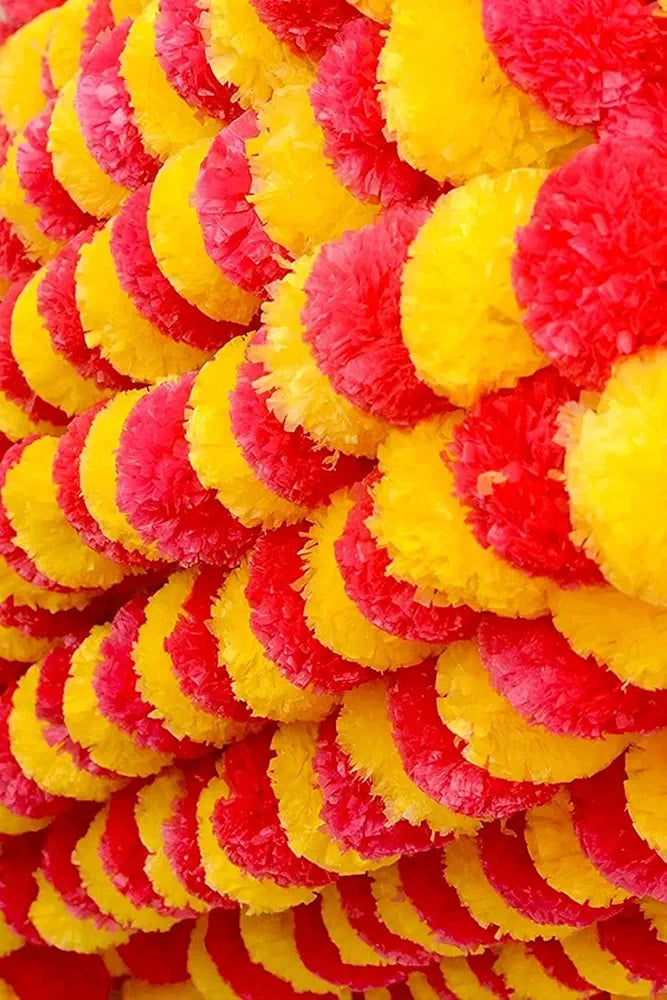 D-tone 10 Pcs Artificial Marigold Garland Mala Flower Genda Phool Long for Decoration, Home, Wedding, Festivals, Durga Pooja, Diwali, Ganesh Chaturthi , 5Pcs)