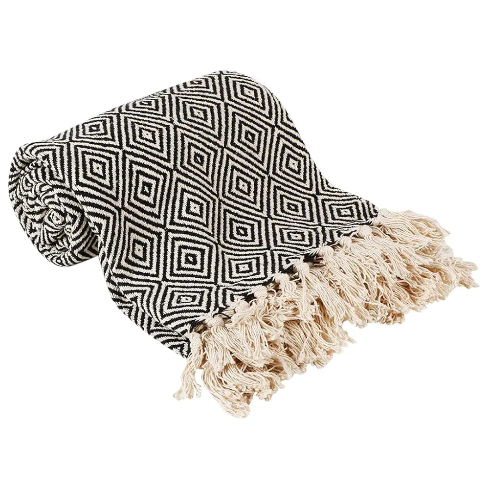 SASHAA WORLD Cotton Throw Blanket | Throw for Living Room, Sofa, Bed, Chair, Picnic & Used for Gift | Cotton Diamond Throw 130x 180 cm 