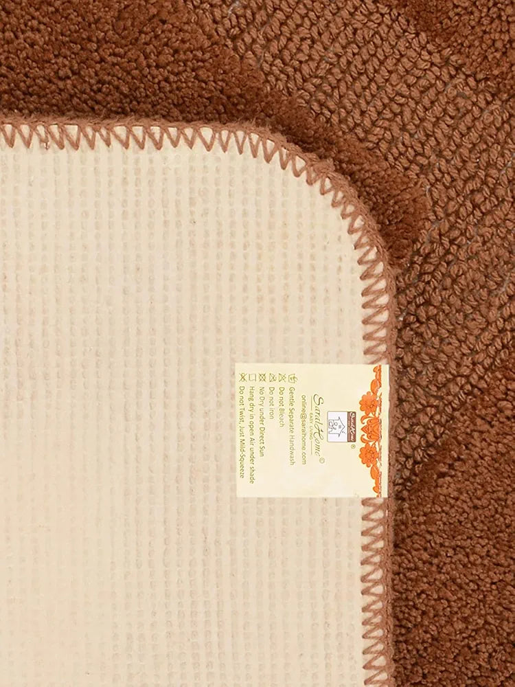 Saral Home Cotton Anti Slip Bathmat Set with Contour | Soft & Super Absorbent Mats for Shower | Washable, Non-Slip & Quick-Drying Mats for Home/Kitchen/Office | Pack of 2 