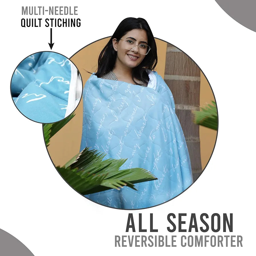 Divine Casa Luxor Abstract Microfibre Single Comforter - Blue