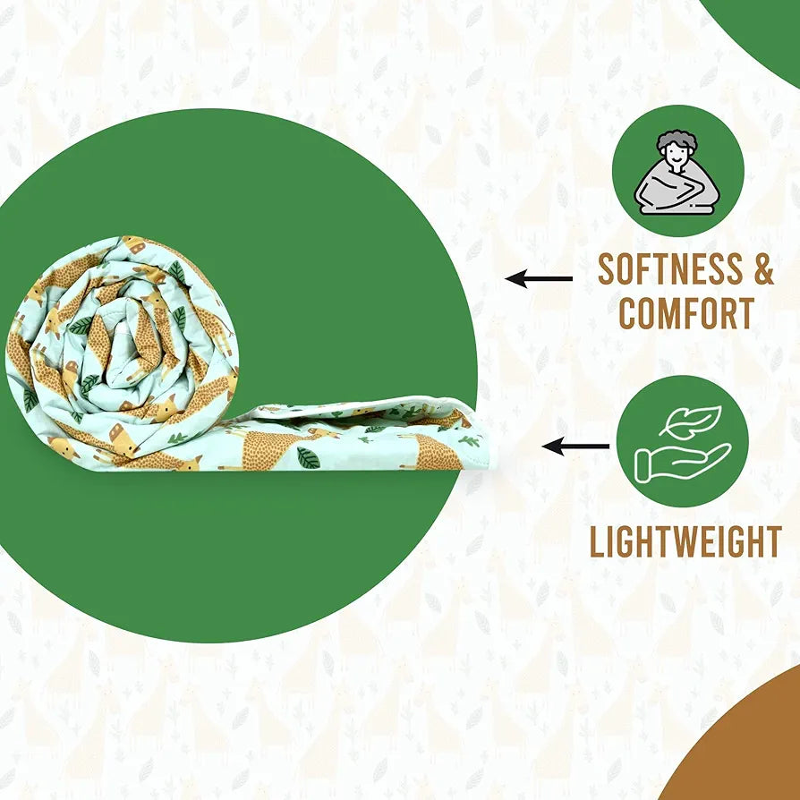 Divine Casa 120 GSM Cotton Single Bed Comforter | Soft & Lightweight Reversible All-Season Blanket | Cozy & Breathable Bedding for Adults | 230x 145 cm, Misty Jade