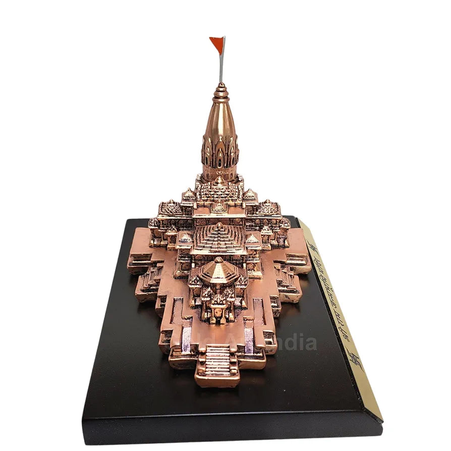 Gold Art India Ram Mandir Ayodhya Copper Antique - Minature for Gifting, Puja Room, Office Desk, Home Decor 
