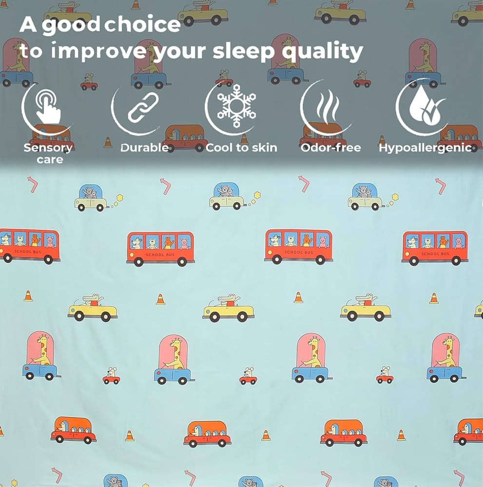 FRESH FROM LOOM Glace Cotton Wrinkle Free Soft Hypoallergenic Bed Sheet with 2 Pillow Cover | Cartoon Printed | Double Bed King Size Kids Bedsheet  144 TC