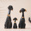 Ecraftindia Black Golden Set of 3 Cute Dog Statues Animal Figurines Decorative Showpieces