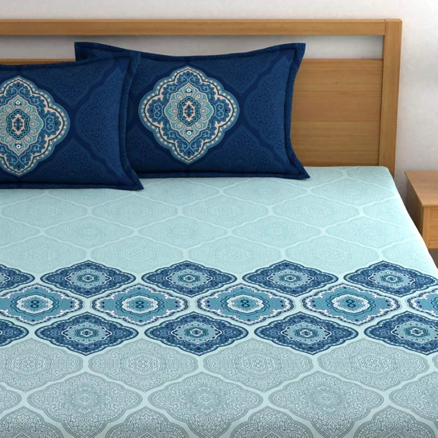 Dreamscape 100% Cotton King Bedsheet with 2 Pillow Covers - 