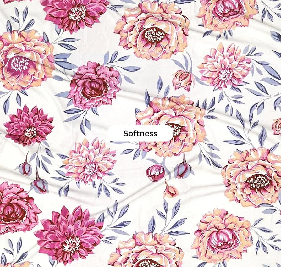 Waterproof Fitted Bedsheet for King Size 78x72+10 inch | Leakproof, Noiseless, Skin-Friendly | Elastic Bed Sheet with 2 Pillow Covers | Dustproof & Breathable -Pink & White