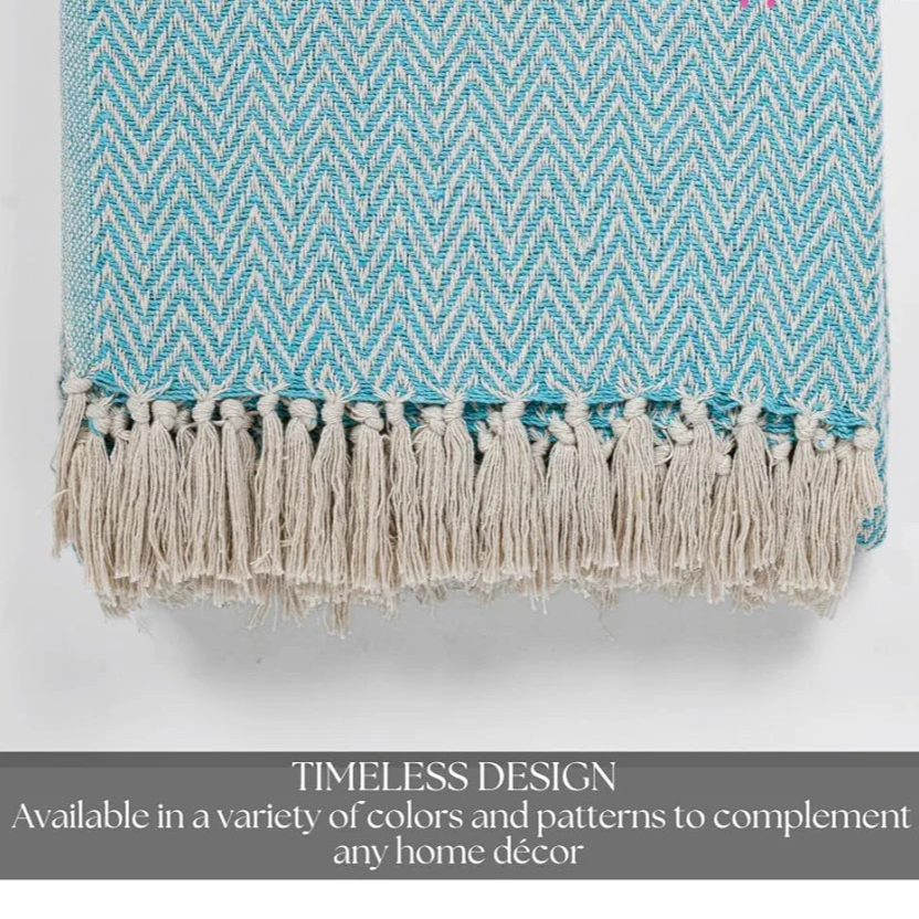 HOMADORN All Season Cotton Weaved Throw Blanket for Bed/Sofa 50x70 INCHES 