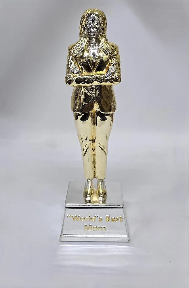 Gold Art India Best Mother Trophy FigurineGold & Silver Plated | Women's Day Gift for Mother | Mothers Birthday Gift | Study Table | Office Desk 9'' Inch