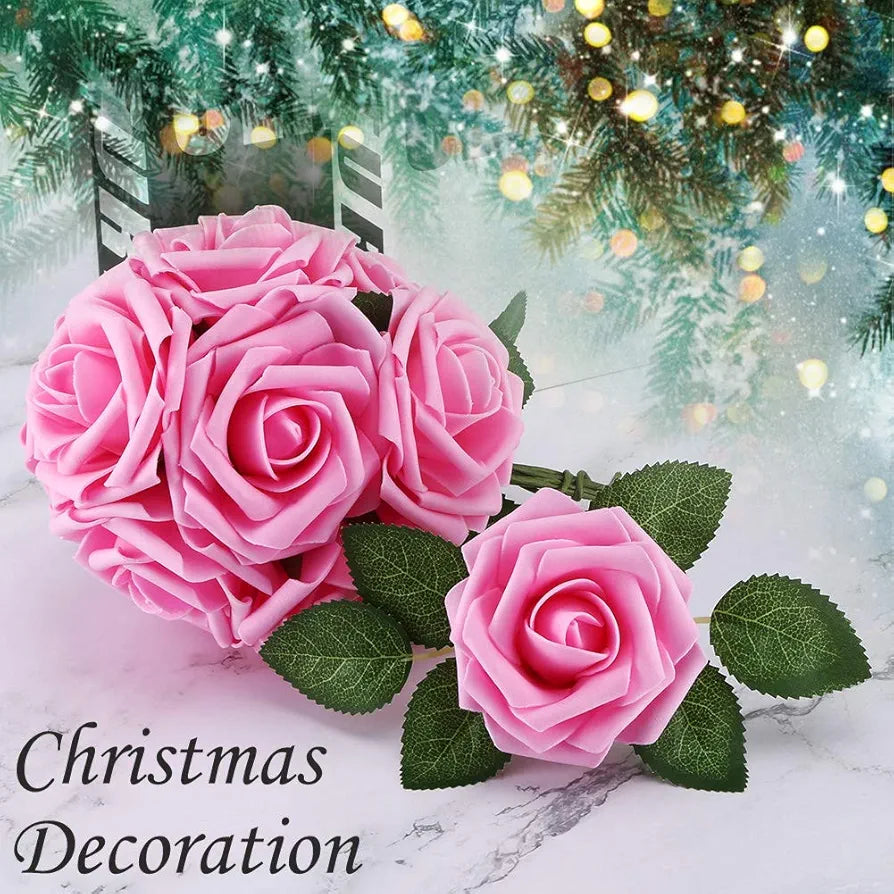 Higfra Artificial Flowers, Foam Rose Flowers with Stem, Real Looking Artificial Rose for Home Decoration, Fake Flowers Perfect Wedding Bouquets Centerpieces Arrangements Party Baby Shower - Peach