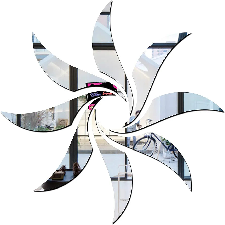 Bikri Kendra - Sun Silver  Mirror Stickers for Wall, Acrylic Mirror Wall Decor Sticker, Acrylic Stickers, Self Adhesive Sticker Wall Stickers for Hall Room, Bedroom.