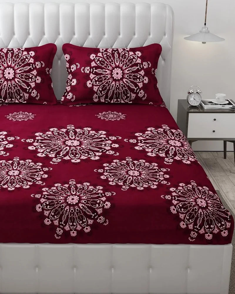 FRESH FROM LOOM Floral King Size Microfiber Bedsheet Set - Printed, Hypoallergenic, Wrinkle Free with 2 Pillow Covers , 144 TC