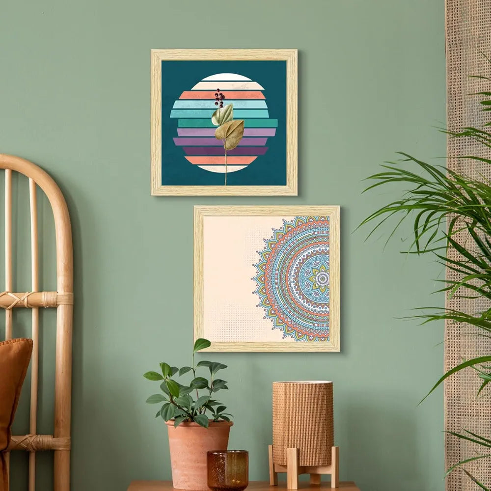 ArtX Paper Abstract Big Wall Art Frame Painting, Multicolor, Contemporary, 2 sets of 10 X 10 inches & 2 sets of 13 x 10 inches, 23 X 20 inches Combined, Set of 4