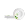 Larah by Borosil Green Herbs, Opalware Full Plate | 11 Inch |white | Set of 6