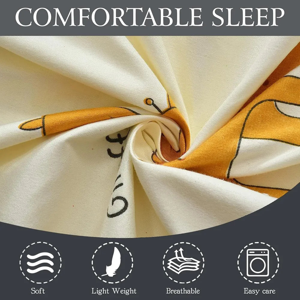 FRESH FROM LOOM Glace Cotton Wrinkle Free Elastic Fitted Bed Sheet with 2 Pillow,Cartoon Printed,Bedsheet for Kids Room ,Cream/Animal),Double Bed,300 TC