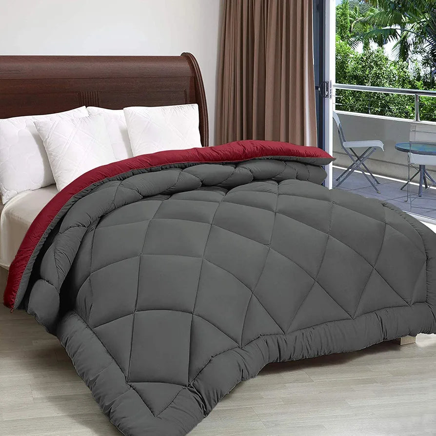 Cloth Fusion Reversible AC Comforter Single Bed 220 GSM,Soft Microfibre Quilt Blanket for Winter