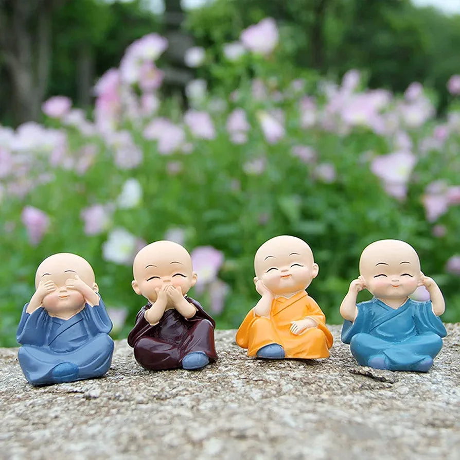 SATYAM KRAFT 1 Set Monk Buddha Miniature Set Idols | Gift for Him/Her, Mother's Day, Home Decor, Gift, Bedroom, Living Room Decor, Wedding, Showpiece, Gifts, Figurines, Car and Decoration Items