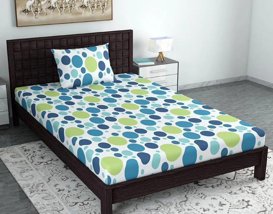 Divine Casa 100% Cotton Bedsheet for Single Bed, 144 TC Bedsheet Single Size Bed Cotton with 1 Pillow Cover 