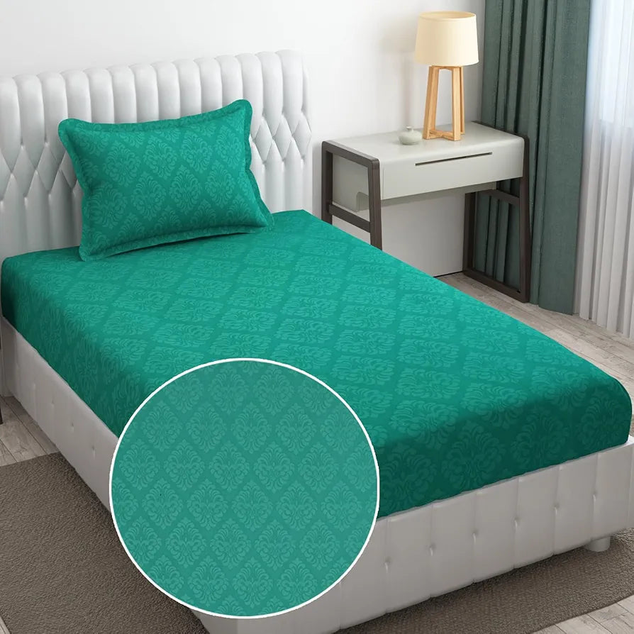 FRESH FROM LOOM Single Bedsheet Microfiber Bed Sheet Set - Hypoallergenic, Wrinkle Free, Rotary Printed with 1 Pillow Covers , 144 TC