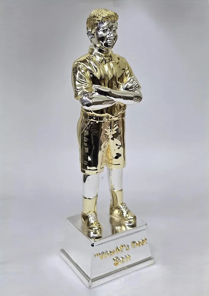 Gold Art India Best Son Figurine Gold & Silver Plated | World's Best Son | Trophy for Son | Gift for Achievement | Idol Figurine for Inspiration | Study Table | Office Desk , 9'' Inch