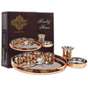 Indian Art Villa Steel & Copper Thali Dinner Set - 10 Pieces Brown Solid