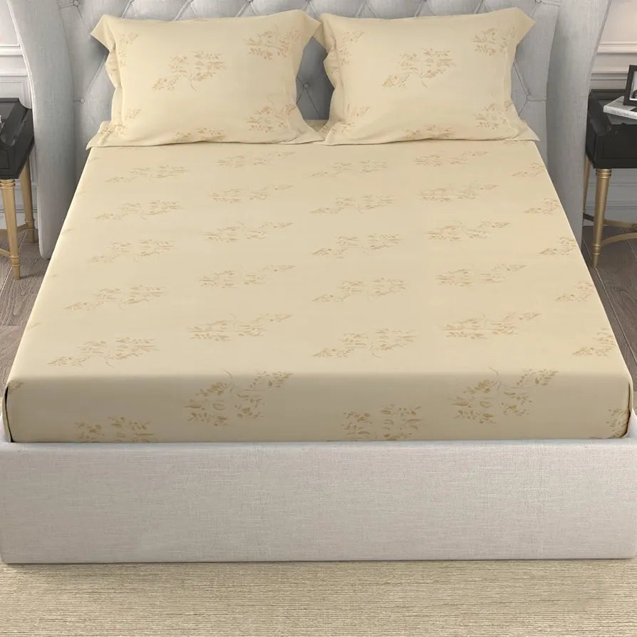 Cloth Fusion Glace Cotton Bed Sheet King Size Bed with 2 Pillow Covers, 150 TC Floral Bedsheet for Double Bed King Size 