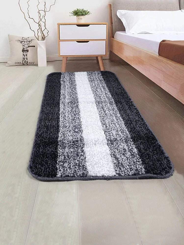 SARAL HOME EASY LIVING Microfiber Striped Rectangle Anti-Skid Runner|Soft & Super Absorbent, Washable Multipurpose Bedside Runner for Home/Kitchen/Lobby/Office Entrance, 50X100 CM|Pack of 1 
