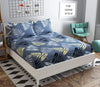 The Home Style Cotton Feel Glace Cotton 300 Threadcount upto 350 TC Elastic Fitted All Around Elastic Printed King Size Double Bed Bedsheet with 2 Pillow Cover Midnight Leaf
