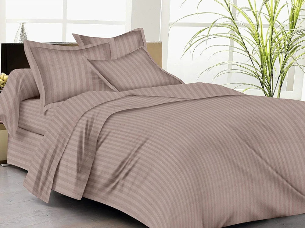 Trance Home Linen Zippered 100% Cotton 200 TC Satin Stripe Queen Duvet Cover Quilt Cover Razai Comforter Cover with 2 Pillow Covers 