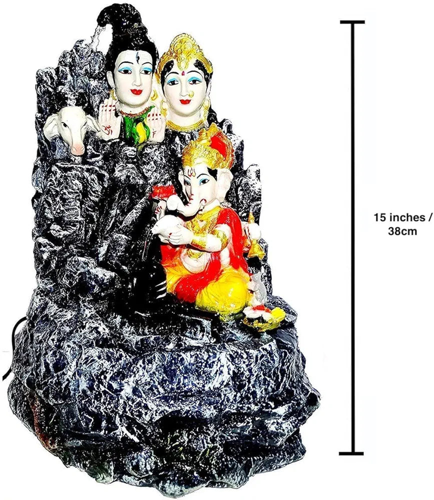 ALILA Resin Lord Shiva Water Fountain With Led Lights For Home Decor Decoration, 15 In