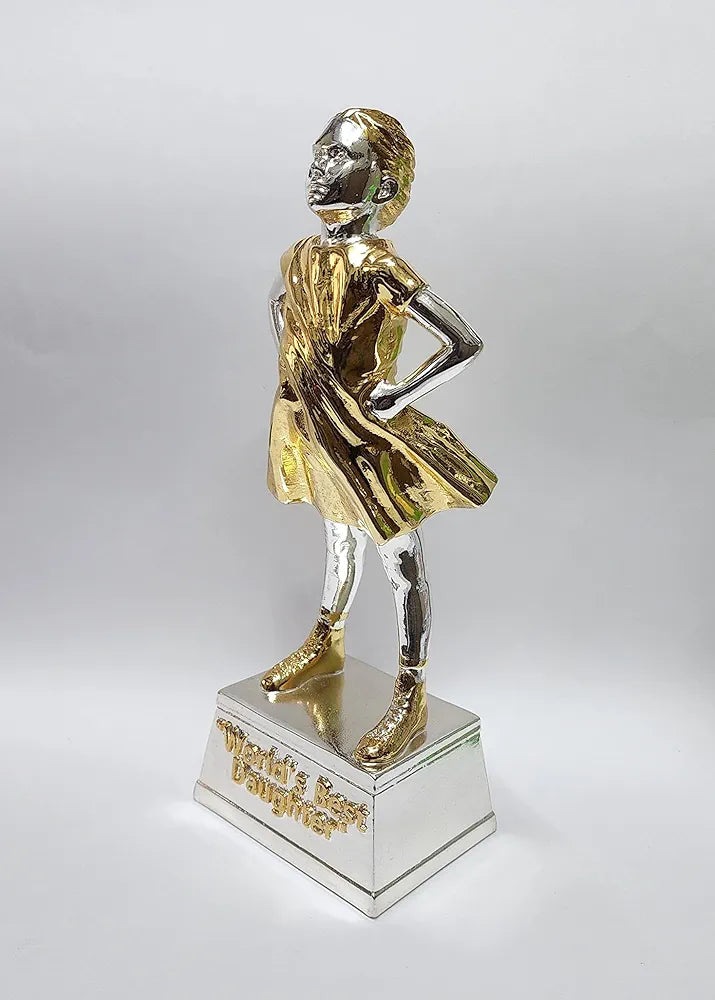 Gold Art India World's Best Daughter Figurine Silver & Gold Plated | Girls Gifting for Birthday | Gift for Young Girl | Women's Day Gift | Study Table | Office Desk 