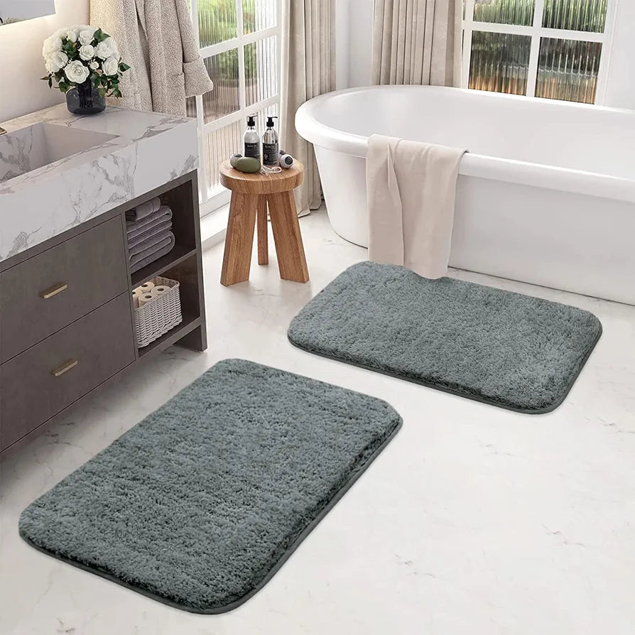 Luxe Home Bath Mat Super Soft Ultra Absorbent mat Microfibre 3200 GSM Door Mat for Home/Kitchen/Bathroom/Bedroom/Kid's Room Floor Mat  Pack of 2
