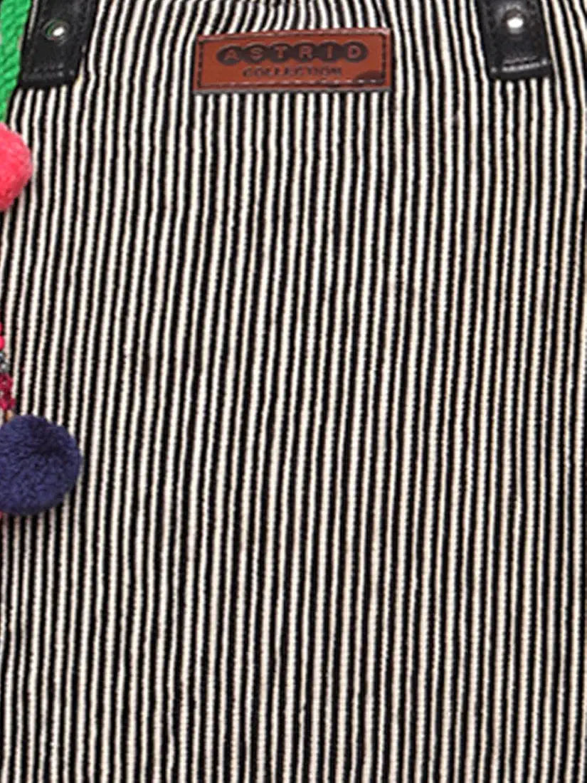 ASTRID Multicompartment Striped Bag For Women And Girls With Extra Strond Zipper And BIodegradable