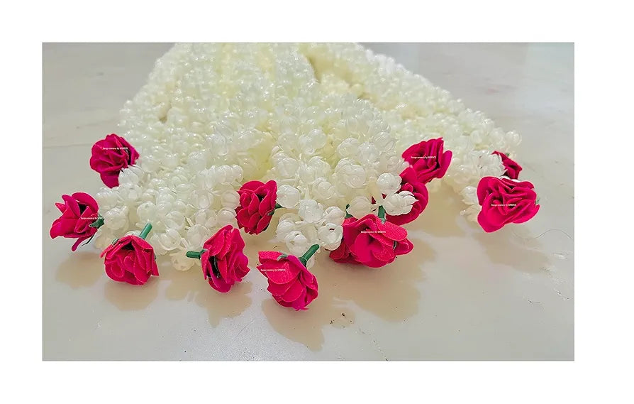 SPHINX Artificial Jasmine Buds  & Rose Strings Garlands for Festivals Pooja Wedding Housewarming Diwali Decorations Approx 2.5 ft/30 Inches  - 