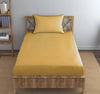 Trance Home Linen Premium 300 TC Pure 100% Cotton Single Size Fitted Bedsheet with 1 Pillow Cover Colour Gold