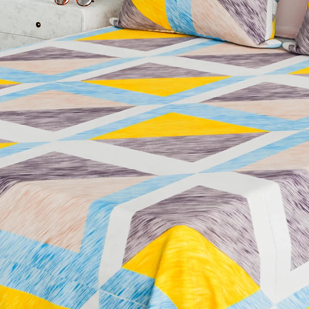 Kuber Industries Double Bedsheet | Bedsheet for Double Bed | Double Bedsheet with 2 Pillow Covers | Cotton Double Bed Sheet Set | Triangular Double Bedsheet | 90x100 | Green