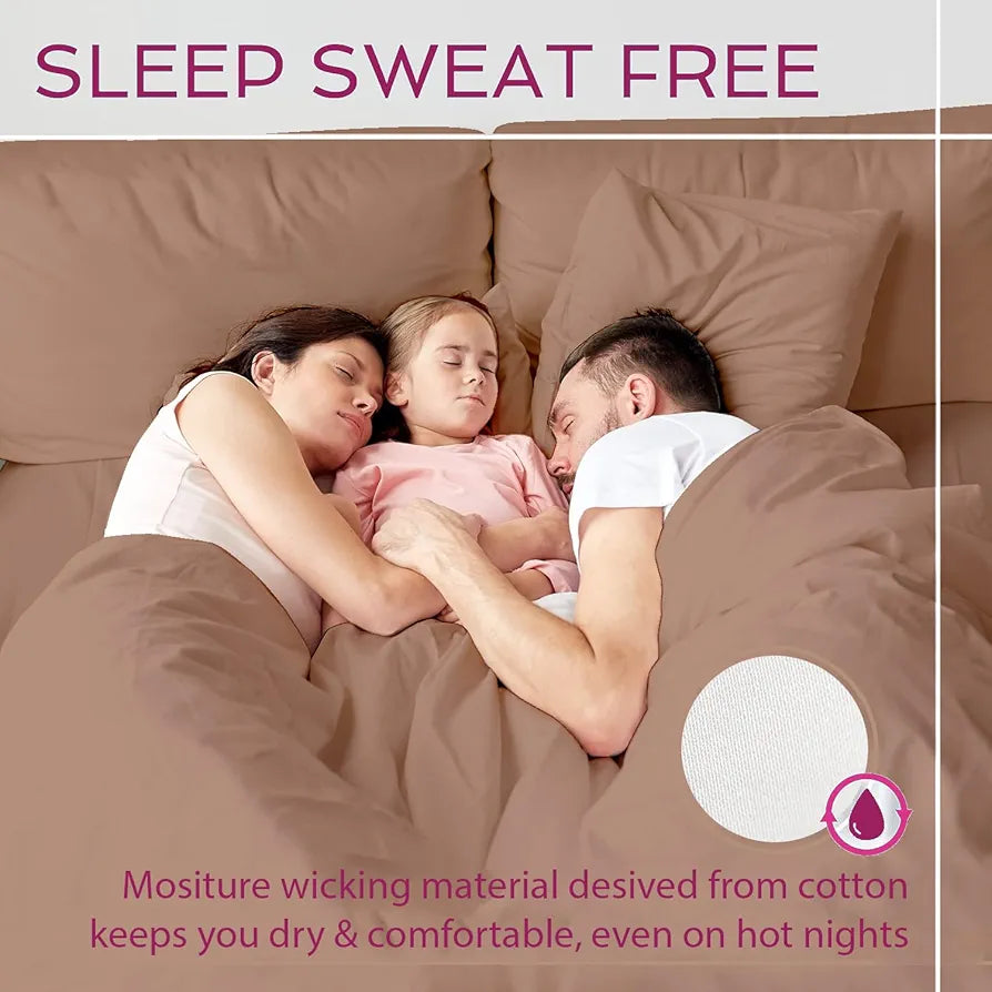 Trance Home Linen Premium 300 TC Pure 100% Cotton Queen Fitted Bedsheet with 2 Pillow Covers 