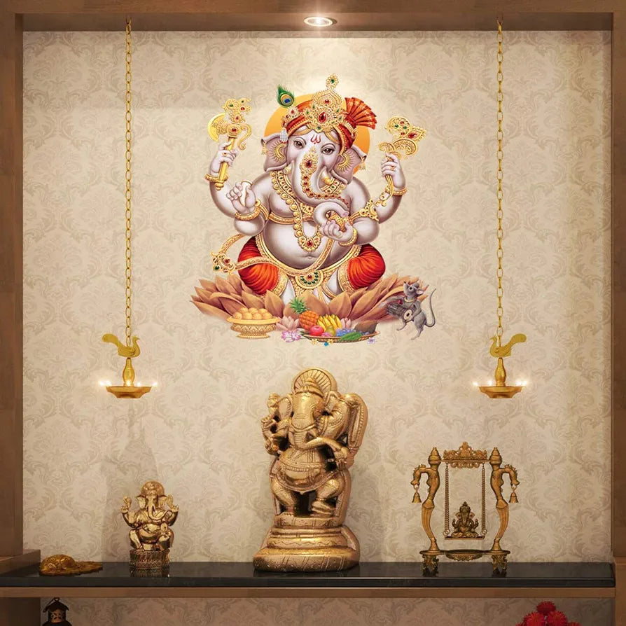 Rangoli White Glossy Vinyl Wall Sticker Premium Self-Adhesive Waterproof Decorative Wall Decal for Bedroom, Living Room, Office & Home Decoration Easy to Apply. Parent-5, Design-7