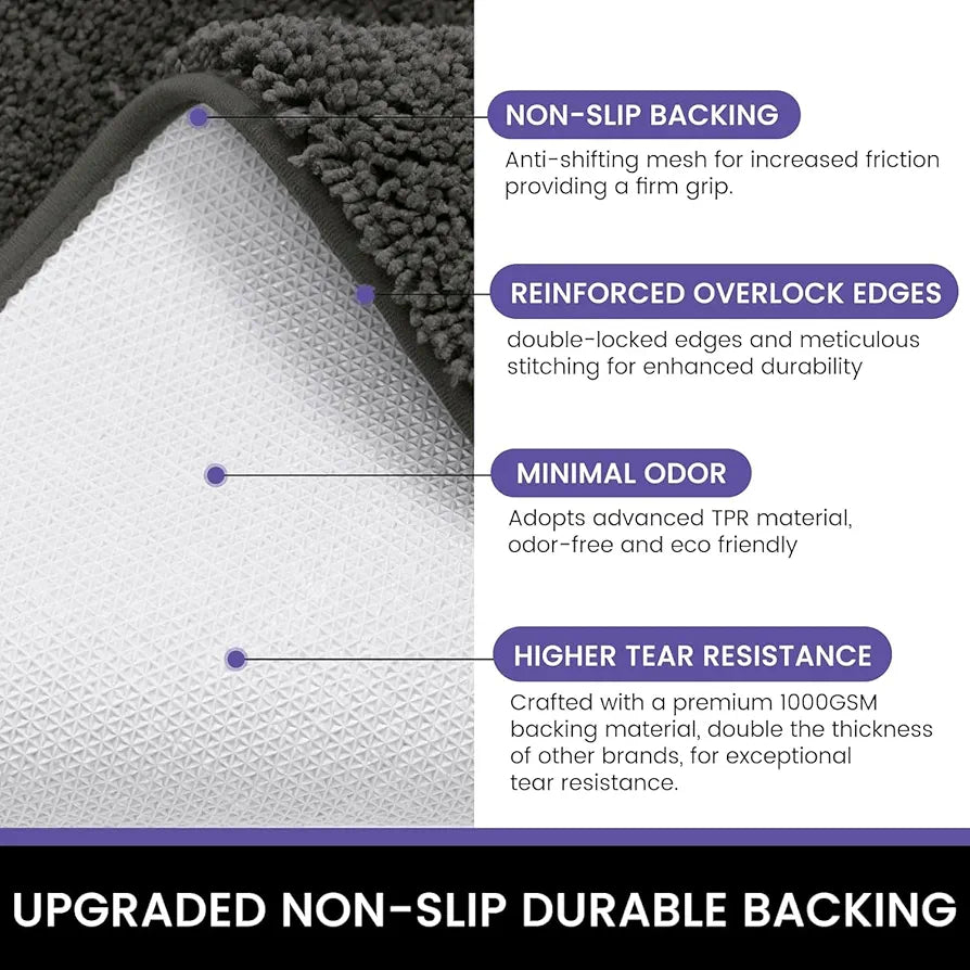 LUXE HOME INTERNATIONAL Microfibre Rectangular Bath mat Super Soft Anti Skid Newman Mats For Bathroom 