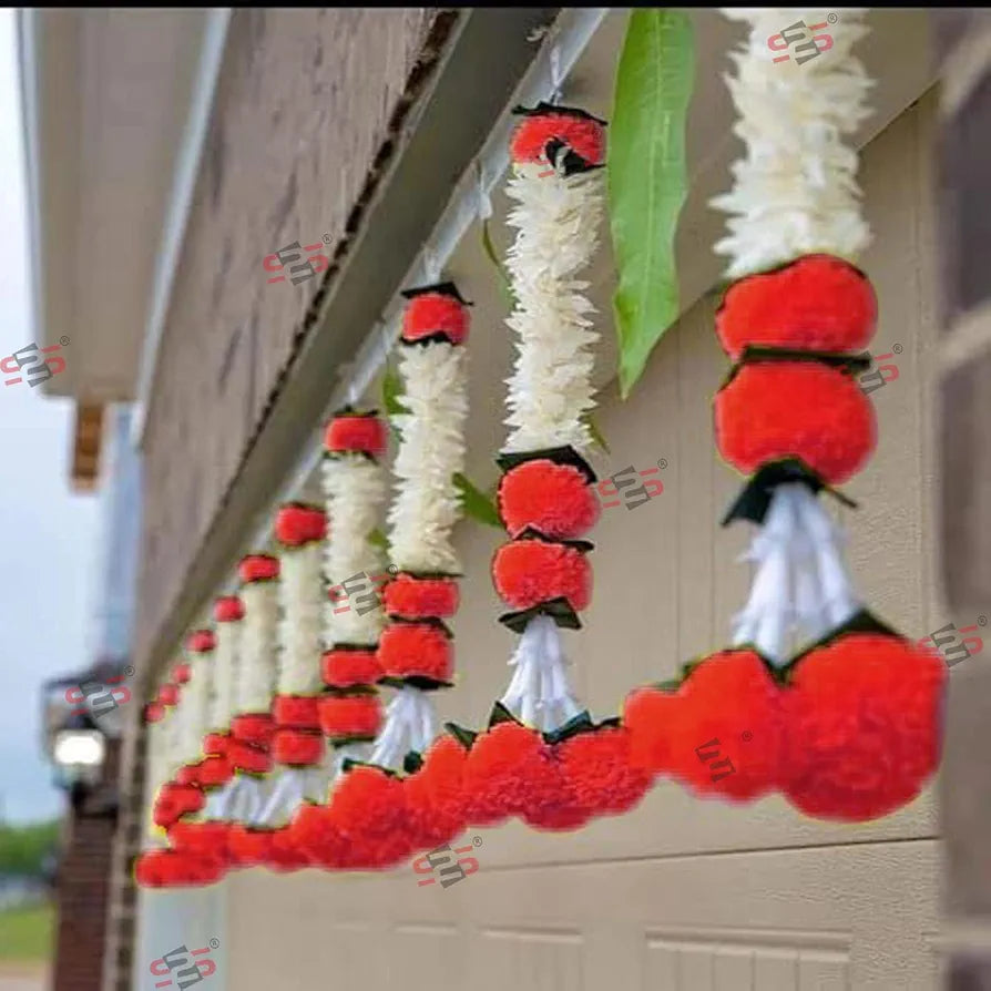 S2S Artificial White Gajra Jasmine Marigold Flower Strings Wedding Decorations,Event Decor | Perfect for Diwali,Ganpati & Pooja/Temple/Mandir Decoration |  