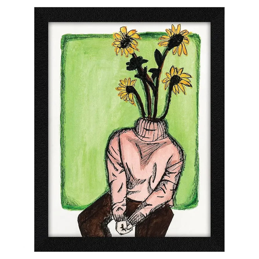 ArtX Paper Blooming Lady Frame Wall Art Painting, Multicolor, Abstract, 10X13 inches, Set of 1