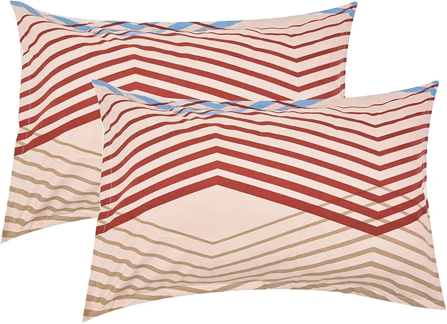 THE HOME STYLE Cotton Elastic Fitted All Around Printed Queen Size Double Bed Bedsheet Wih 2 Pillow Cover , 400 TC