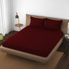 Trance Home Linen 100% Cotton 78x72 inch King Elastic Fitted Bedsheet 400 Thread Count Premium with 2 Pillow Covers Colour Maroon