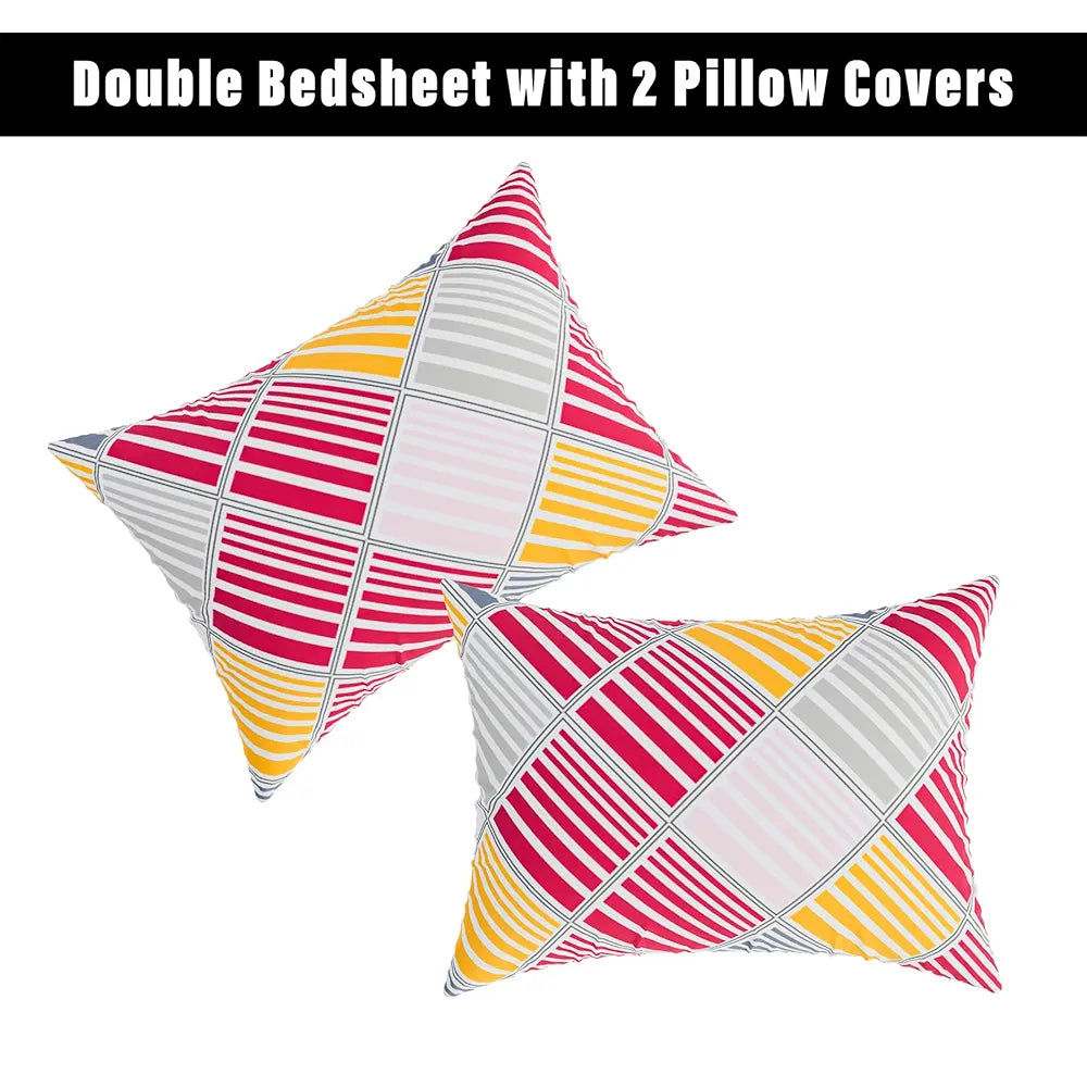 Kuber Industries Double Bedsheet | Bedsheet for Double Bed | Double Bedsheet with 2 Pillow Covers | Cotton Double Bed Sheet Set | New Zig Zag Bedsheet | 90x100 | White