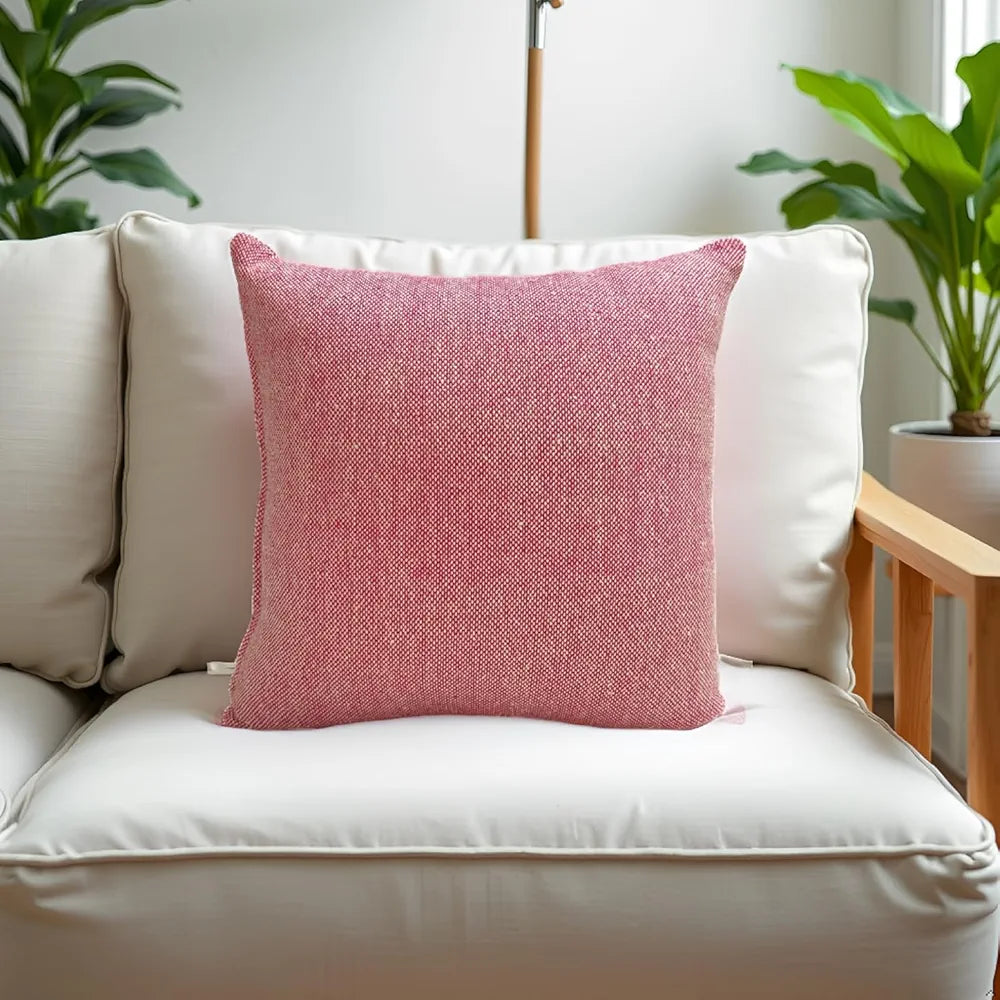 SAJAVAT HOME Cotton Cushion Cover 16X16 Inches  – Soft Decorative Cushion Cover for Sofa, Bed, or Chair –Beige Pink, Pack of 1