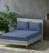 Trance Home Linen 300TC Pure 100% Cotton King Fitted Bedsheet with 2 Pillow Covers Colour Mediterranean Blue