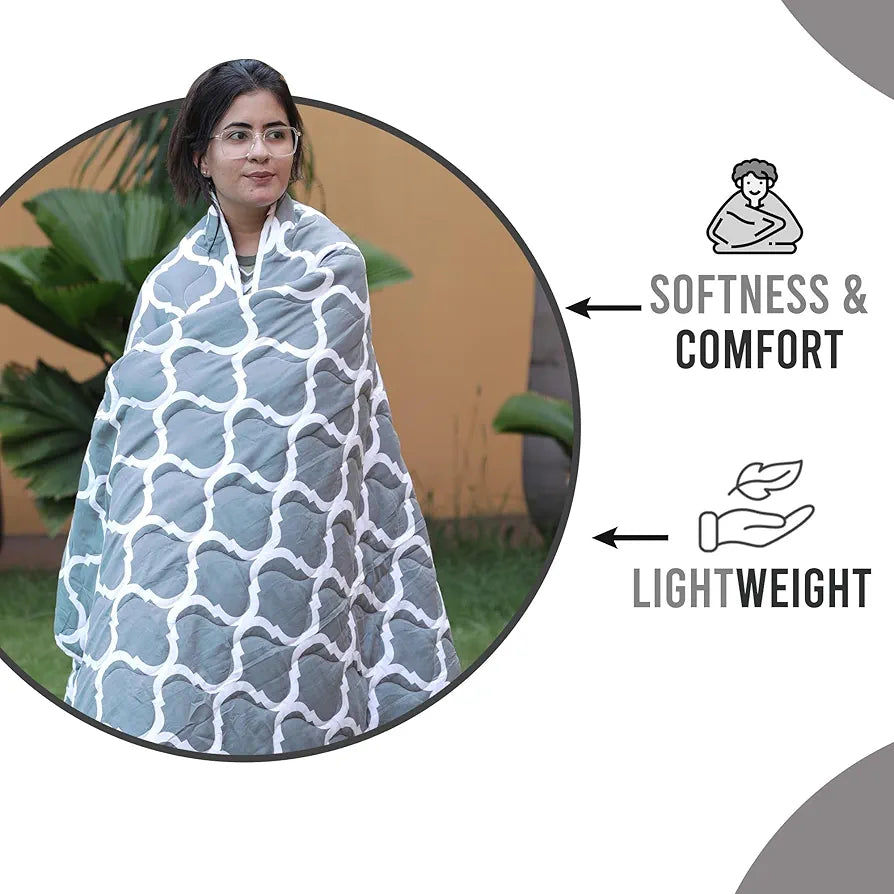 Divine Casa 120 GSM Microfiber Single Bed Comforter | Soft & Lightweight Reversible AC Blanket | All-Season 3-Layered Quilt | 230 x 140 cm, Caviar
